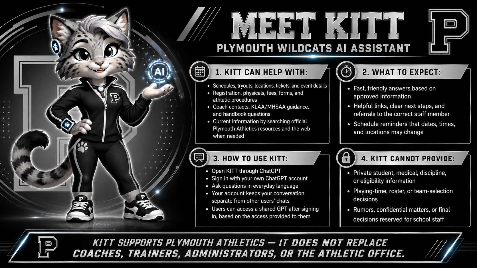 KITT, the Plymouth Wildcats AI community assistant